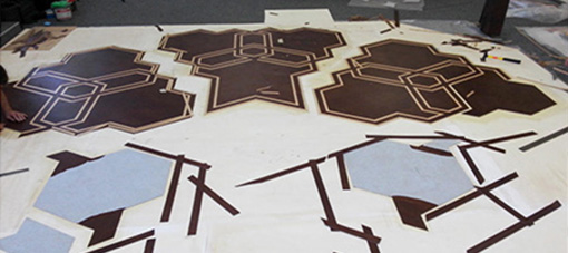 Preparation inlaid leather floor